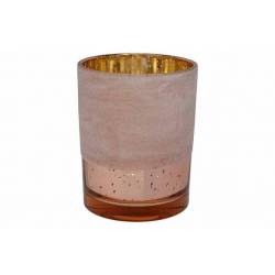 Theelichthouder Beads Roze 10x10xh12,5cm  Glas 