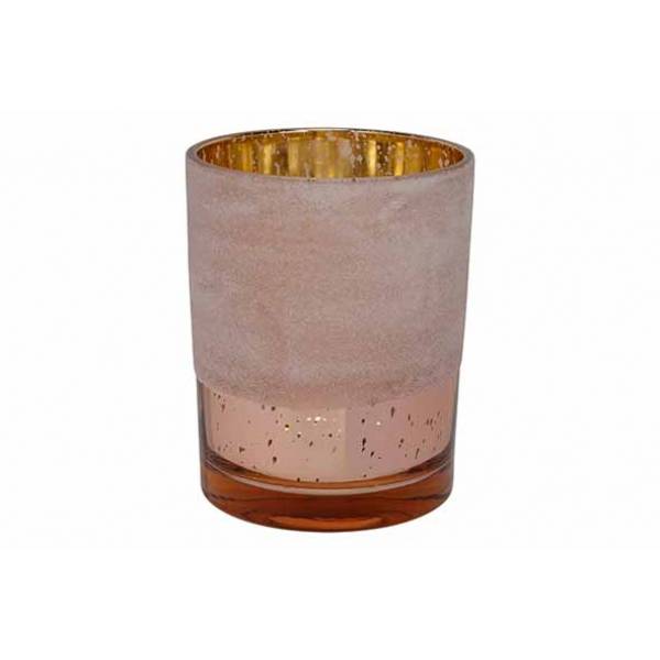 Theelichthouder Beads Roze 10x10xh12,5cm  Glas 