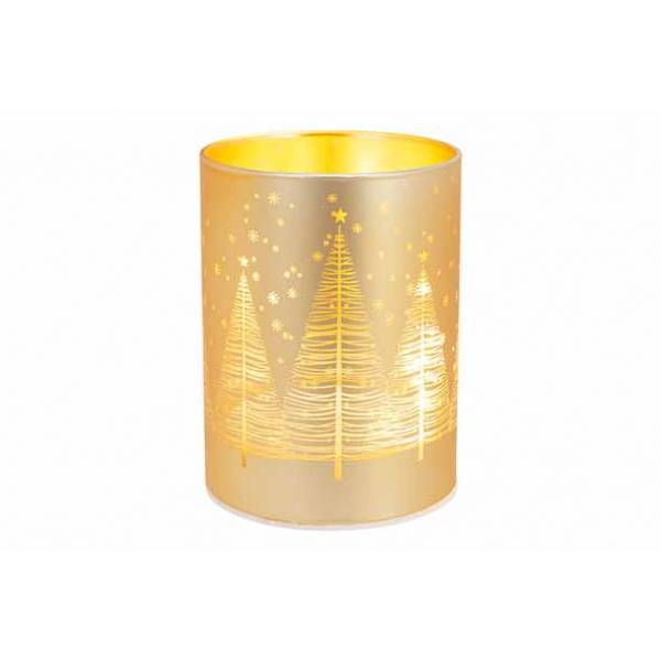 Lamp Led Trees Goud 9x9xh12cm Glas Excl 3 Aa Batt 