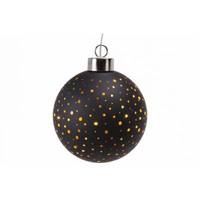 Lamp Led Ball Zwart D10cm Glas Excl 2 Aaa Batt 