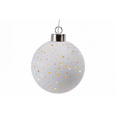 Lamp Led Ball Wit D10cm Glas Excl 2 Aaa Batt 