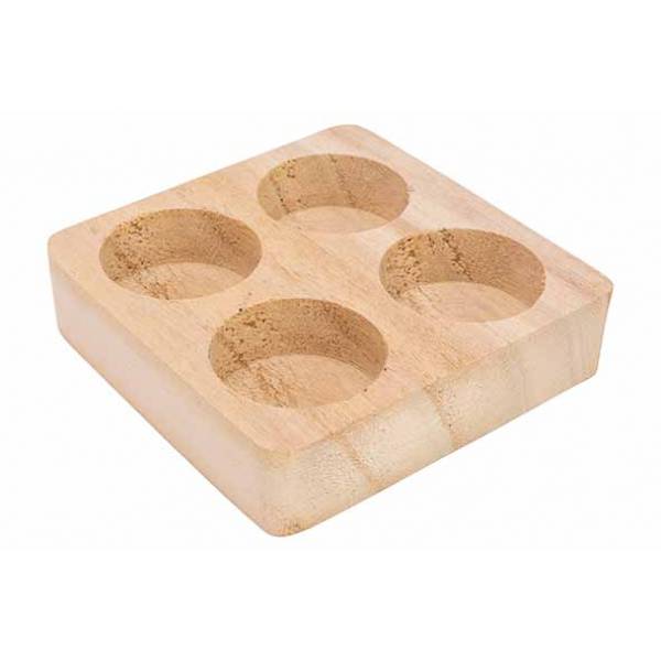 Houder X4 Eggs Natuur 10x10xh2,5cm Vierk Ant Hout 