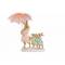 Beeld Rabbit Family Umbrella Multi-kleur  15,5x6xh26cm Polyresin 