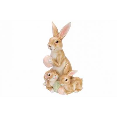 Beeld Rabbit Family Egg Multi-kleur 20x14xh30,5cm Polyresin 