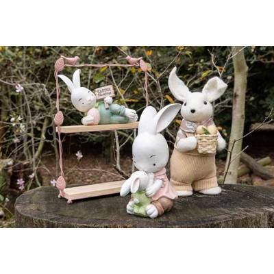 Lapin Mama And Baby Rose Pastel 17x10xh2 3cm Polyresine  Cosy @ Home