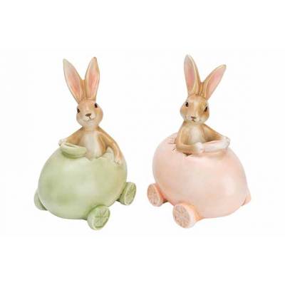 Lapin Ass2 Egg Car Multi-colore 11x8xh15 Cm Polyresine  Cosy @ Home