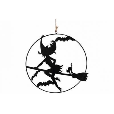 Cirkel Hanger Witch Zwart 31,5x,3xh30,5cm Rond Metaal 