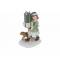 Ornament Girl Dog And Gifts Groen 10,1x7 ,8xh14,2cm Polyresin 
