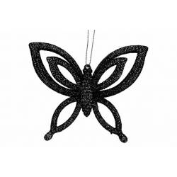 Hanger Butterfly Glitter Zwart 10x2,5xh8 ,5cm Kunststof 