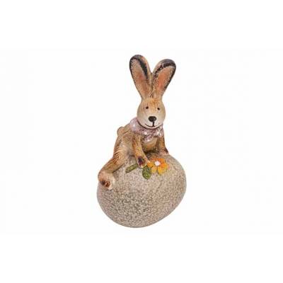 Lapin Sitting On Egg Lovely Lavender Taupe 8,7x7,7xh15,3cm Polyresine  Cosy @ Home