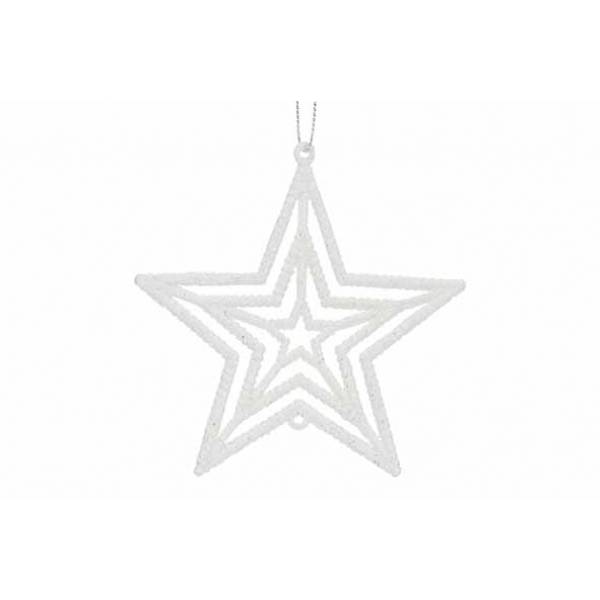 Hanger Star Glitter Wit 10xh10cm Kunstst Of 