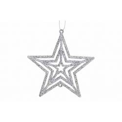 Hanger Star Glitter Zilver 10xh10cm Kuns Tstof 