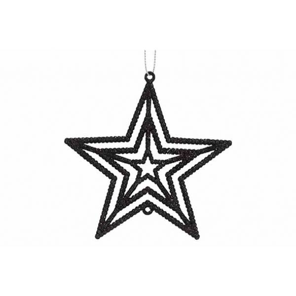 Hanger Star Glitter Zwart 10xh10cm Kunst Stof 