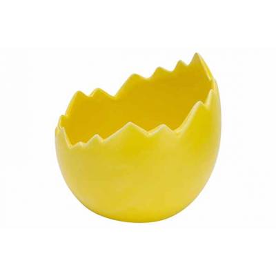 Oeuf Open Carved Funky Jaune 11x11xh10,5 Cm Rond Porcelaine  Cosy @ Home