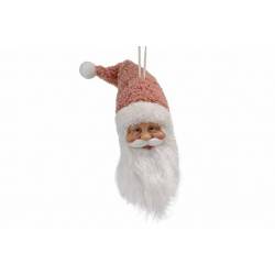 Kerstmanhoofd Hanger Roze H28cm Polyeste R 