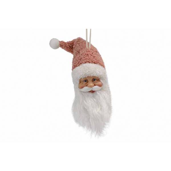 Kerstmanhoofd Hanger Roze H28cm Polyeste R 