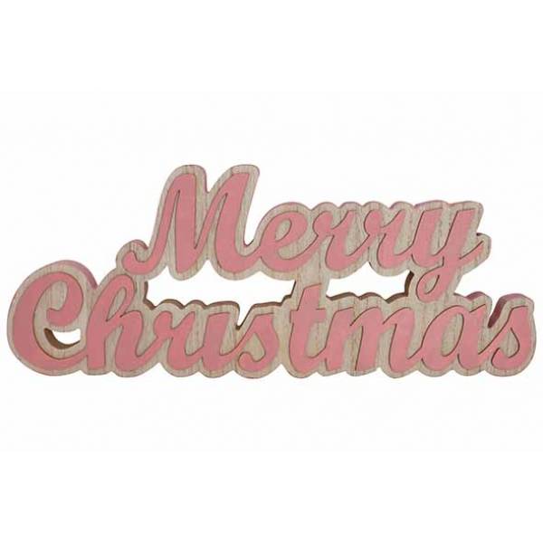 Cosy @ Home Letterdeco Merry Christmas Roze 48x2,5xh 20cm Hout