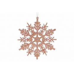 Sneeuwvlok Hanger Glitter Roze D18cm Kun Ststof 