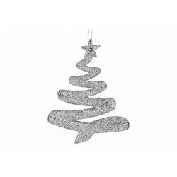 Hanger Kerstboom Glitter Zilver 9,5xh12c M Kunststof 