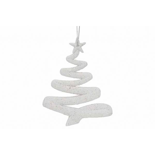 Hanger Kerstboom Glitter Wit 9,5xh12cm K Unststof 