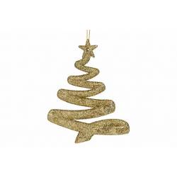 Hanger Kerstboom Glitter Goud 9,5xh12cm Kunststof 