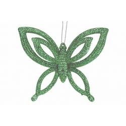 Hanger Butterfly Glitter Groen 10x2,5xh8 ,5cm Kunststof 