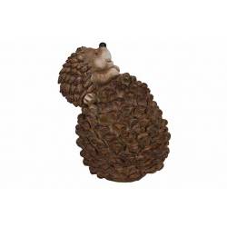 Cosy @ Home Egel On Top Of Pinecone Bruin 15,5x13xh1 9cm Langwerpig Polyresin 