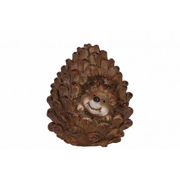 Cosy @ Home Egel In Pinecone Bruin 9x9xh10,5cm Ovaal  Polyresin
