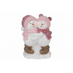 Sneeuwman Boy-girl Cuddling Roze 16x9xh2 2,5cm Andere Polyresin 