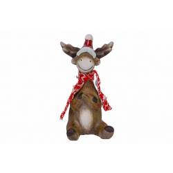 Eland Sitting Winter Outfit Rood Wit 12, 3x10,2xh18,3cm Andere Polyresin 