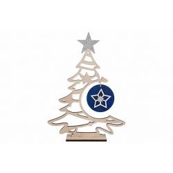 Cosy @ Home Kerstboom Blue Hanger Star Zilver 17x4,5 Xh23cm Andere Hout 