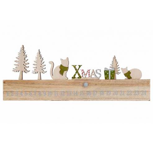 Letterdeco Xmas Cats Xmas Trees Natuur 3 5x2xh13,5cm Langwerpig Hout  Cosy @ Home