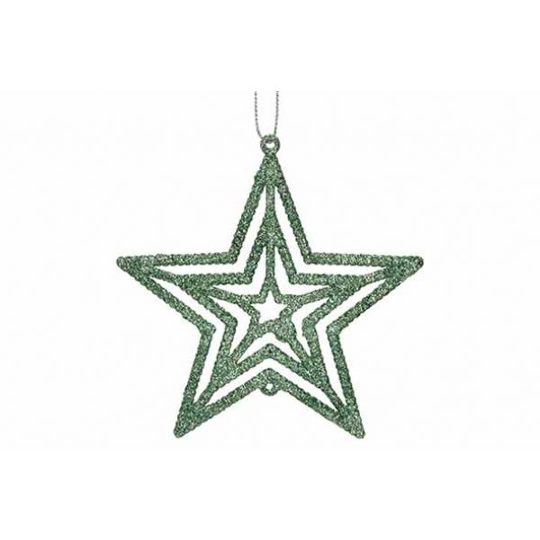 Hanger Star Glitter Groen 10xh10cm Kunst Stof 