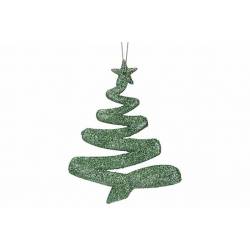 Hanger Kerstboom Glitter Groen 9,5xh12cm  Kunststof 