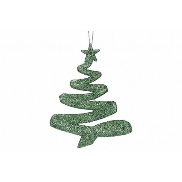 Hanger Kerstboom Glitter Groen 9,5xh12cm  Kunststof 