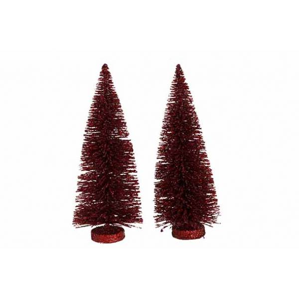 Kerstboom Set2 Glitter Bordeaux 7x7xh15c M Kunststof 