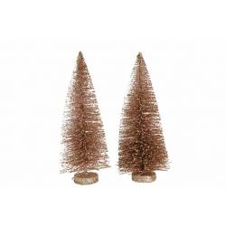 Kerstboom Set2 Glitter Roze 7x7xh15cm Ku Nststof 