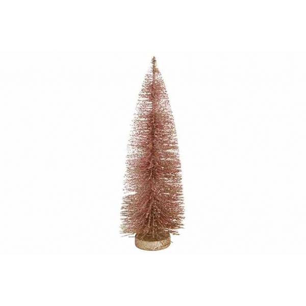 Kerstboom Glitter Roze 12x12xh31cm Kunst Stof 