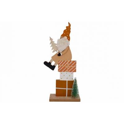 Pere Noel Sitting On Gifts Xmas Trees Br Un 13x4,5xh27cm Allonge Bois  Cosy @ Home