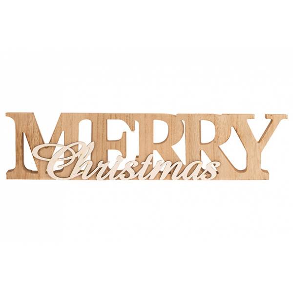 Letterdeco Merry Christmas Natuur 42x10x H2,3cm Langwerpig Hout 