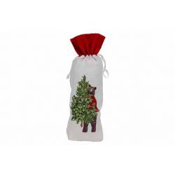 Cosy @ Home Sac Bouteille Bear Holding Xmas Tree Mul Ti-colore 14x,1xh35cm Rectangle Textile 