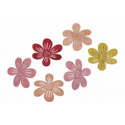 Cosy @ Home Strooideco Set6 Flower Mix Multi-kleur D 6cm Hout 