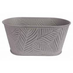 Cosy @ Home Bac A Plantes Leaves Gris 22,7x18xh10,7c M Ovale Metal 