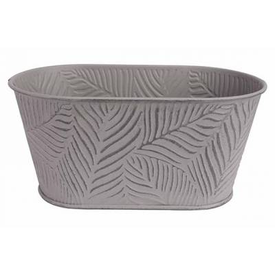Bac A Plantes Leaves Gris 22,7x18xh10,7c M Ovale Metal  Cosy @ Home