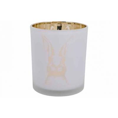 Theelichthouder Bunny Wit - Goud 9x9xh10 Cm Glas  Cosy @ Home
