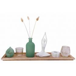 Giftset Set7 On Plate Groen - Wit  50x12 ,5xh20cm Glas Colorbox 