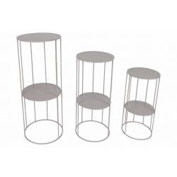 Cosy @ Home Table D'appoint Set3 Gris D28xh70cm - D24.5xh57cm - D21xh45cm Metale 