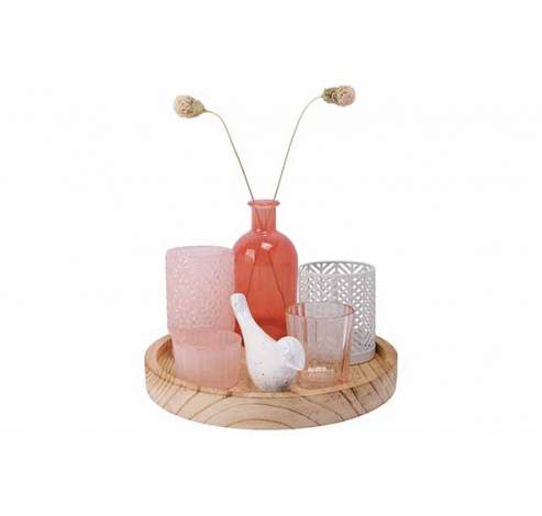 Giftset Set7 On Plate Blanc-rose 22x22xh 15cm Verre Colorbox  Cosy @ Home
