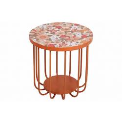 Cosy @ Home Table D'appoint Table Top Floral Print M Ulti-colore 30x30xh30,5cm Rond Metal 