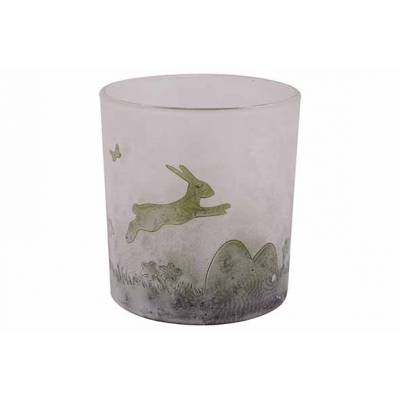 Theelichthouder Bunny Frost Groen 7x7xh8 Cm Glas  Cosy @ Home
